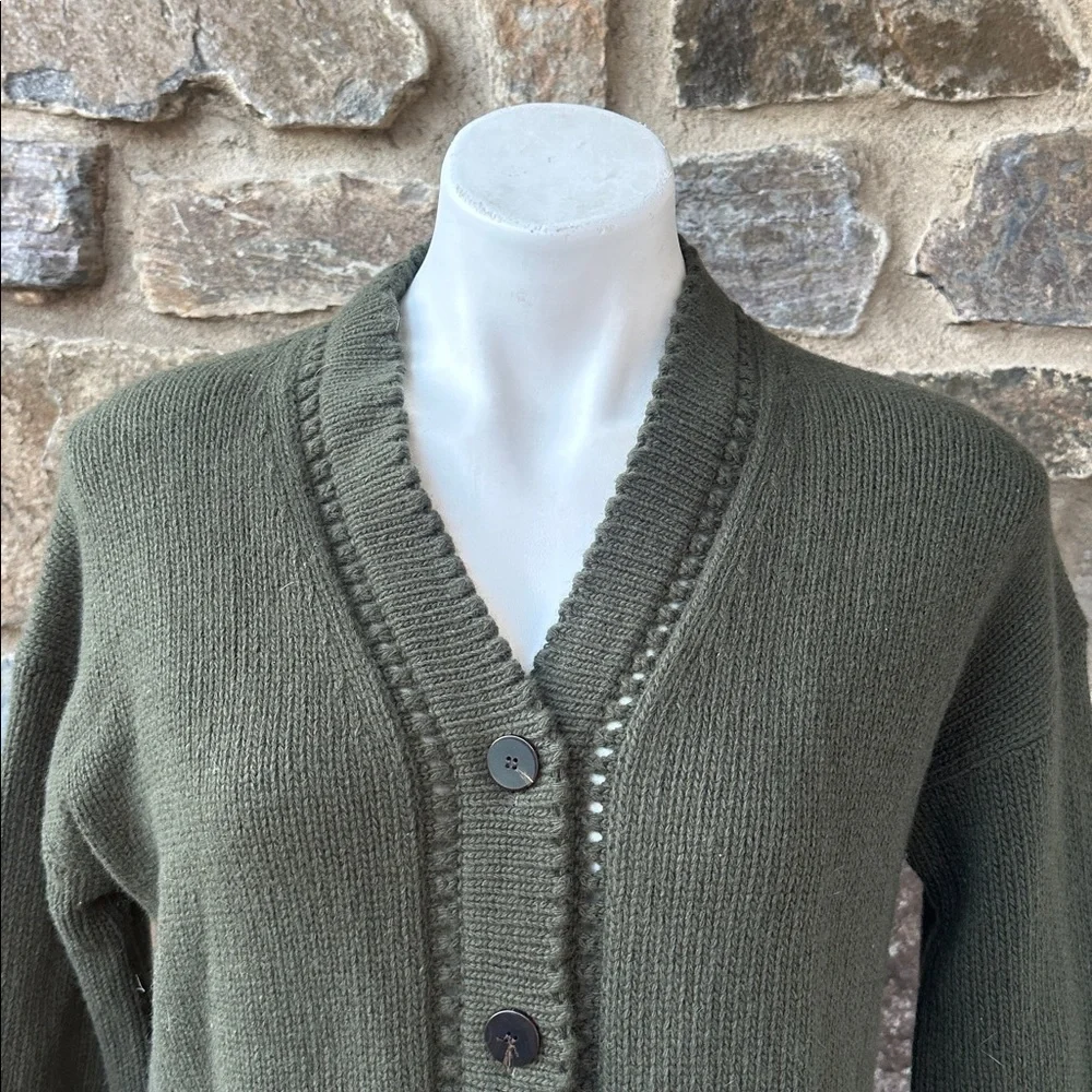 Theory Karenia Felted Wool And Cashmere Cardigan in Olive Green Size Small